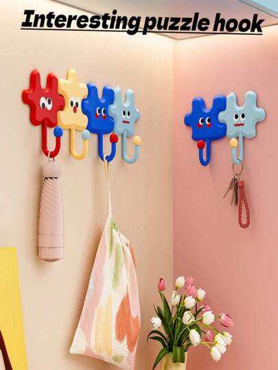 4 piezas Ganchos adhesivos de color dopamina, ganchos resistentes sin dejar rastro, creativos y lindos para dormitorio de estudiantes, cocina