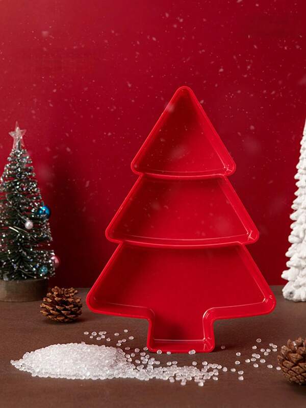 Creative Christmas Tree Fruit Plate, Red Plastic Candy Dish, Nut & Snack Box, Slouchy Person Snack Container
