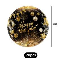 20个/80个2026新年黑金主题气球，新年生日派对装饰，足够20位客人使用，包含纸盘、甜点盘、餐巾纸、纸杯，适用于婚礼、生日派对、庆祝活动。 - 彩色 - 查看 9