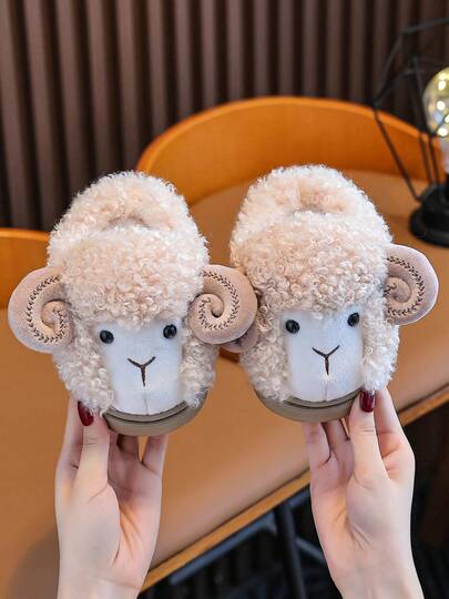 Pantofole per bambini, pantofole da casa invernali con design a pecora cartoni animati, adatte per bambini e bambine, ideali per l'autunno/inverno