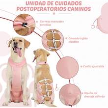 Traje de Recuperación para Perros - Transpirable, Elástico, Prevención de Lamidas y Arañazos, S-XL (Rosa, S) - Azul - Ver 3
