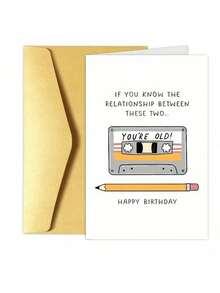 1/2/5/10pcs Funny "You're Old" Cassette And Pencil Joke Birthday Card For Men, Women, Dad, Brother, Friends, Uncle - Humorous Older Birthday Card, With Blank Pages Inside, Perfect Gift For Mother's Day, Father's Day, Various Holidays, Anniversaries, Holiday Parties, Birthday Parties, Banquets And Special Occasions - Multicolor - View 12