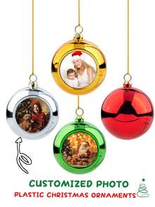 1PC Personalized Heat Transfer Printing Photo Circular Plastic Christmas Hanging Ball, Christmas Tree Decoration Hanging Ball, Pendant, Backpack Pendant, Home Decoration Pendant, Customized Photo Picture, Customized Product - Multicolor - View 1