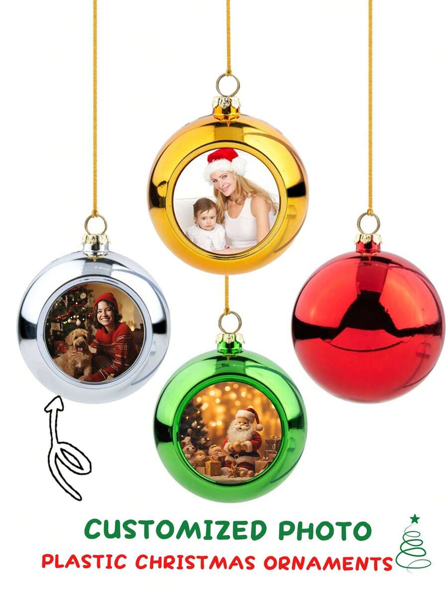 1PC Personalized Heat Transfer Printing Photo Circular Plastic Christmas Hanging Ball, Christmas Tree Decoration Hanging Ball, Pendant, Backpack Pendant, Home Decoration Pendant, Customized Photo Picture, Customized Product - Multicolor - View 1