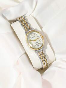 A Gorgeous And Elegant Women's Watch With Gold And Silver Colors, Unique And Exquisite Design, A Fashion Accessory, Suitable For Everyday, Back To School Season, Holiday Gift