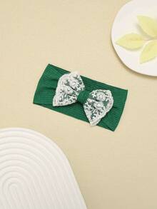 1pc Autumn/Winter Knitted Striped Baby Headband, Lace Embroidered Floral Bow Infant Headwear, Cute & Sweet Girls Princess Hair Accessories