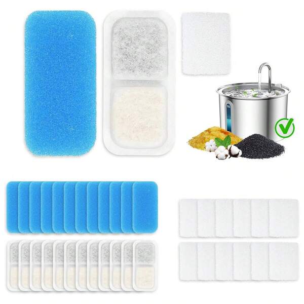6/12/16/24 Sets Cat Water Fountain Filter, Cat Drink Water Replacement Filter, Activated Carbon Filter, Suitable For Various Pet Water Dispensers