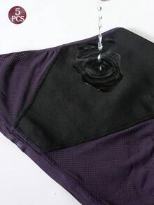 5pcs/Pack Women's Solid Color Absorbent Leak-Proof Period Panties, High Elasticity Comfortable Breathable Menstrual Underwear