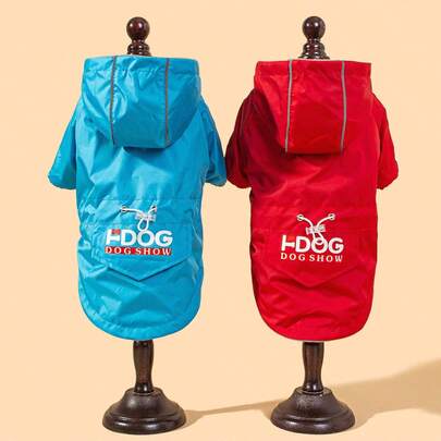 1pc Reflective Hooded Dog Jacket, Pet Clothes