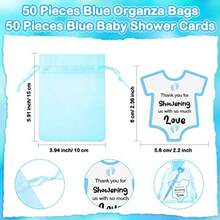 DHarloon 50 Set Baby Shower Pens Favors For Guests It's A Boy Ballpoint Pens Baby Shower Party Favors Blue Cards 50 Organza Bags For Gender Reveal Gifts Game Prizes Souvenirs - 藍色 - 查看 3