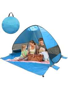 BS-26 Carpa de Playa, Refugio de Sol de Playa Up Carpa de Sombra de Playa, Refugio de Sol Cabaña 2-3 Personas Protección - azul claro - Ver 6