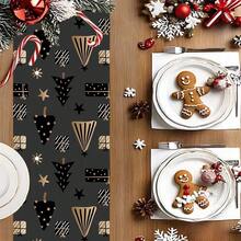 AFYPRTY 1pc Christmas Table Runner Christmas Party Decoration Table Runner Merry Christmas Tablecloth Polyester Cloth Party Table Runner Christmas Gift Dining Table Decorative Tablecloth Suitable For Christmas Party New Year Decoration - Black - View 4