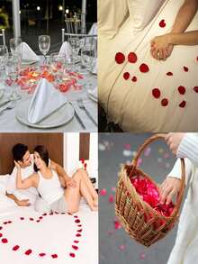 1000 piezas de pétalos de rosa artificiales, pétalos de flor de rosa de seda roja, adecuados para noche romántica, boda, propuesta, decoración floral de aniversario - Multicolor - Ver 7