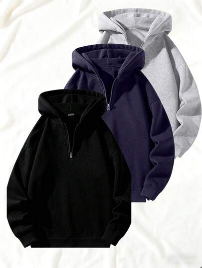 Sudadera gris con media cremallera y estampado de moda para hombres, adecuada para actividades al aire libre como caminar, cortar el césped, pescar, cálida para otoño/invierno