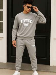 Conjunto de felpa  Ropa cómoda  Ropa casual  Conjunto deportivo  Ropa de descanso  Ropa de casa - Gris - Ver 1
