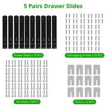 5 Pairs Full Extension Drawer Slides Rails, 12/14/16 Inch Drawer Slides 100LB Capacity, Heavy Duty Full Extension Ball Bearing, Side Mount Drawer Rails, Cabinet Drawer Slides For Dresser, Kitchen, Black-5 Pairs - 5 Pairs Black - View 11