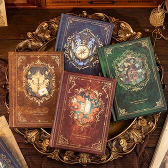 Cuaderno de tapa dura elegante y vintage dorado, cuaderno decorativo de alta calidad, idea de regalo