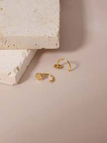 18K镀金可爱花朵鼻环20G-C形花朵镶嵌锆石鼻钉/鼻孔饰品适合日常佩戴小鼻环 - 多款式 - 查看 7