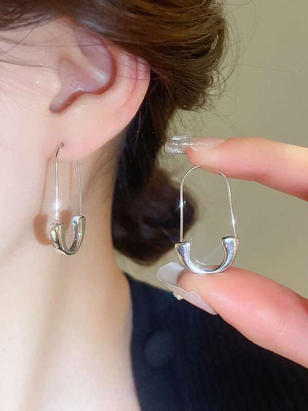 1 Pair Elegant Minimalist Clip-On Earrings, Versatile Everyday Jewelry For Women