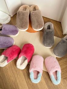 EVA, kontrastowe, niejednolite kolory, swobodne, eleganckie, modne, materiałowe, na Halloween, zimowe, grube, domowe, puszyste, brązowe, pluszowe kapcie dla mężczyzn