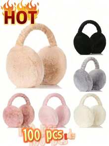 1pc Unisex Solid Color Earmuffs - Soft Plush Earmuffs, Foldable, Comfortable And Warm, Suitable For Outdoor Activities In Winter - Multicolor - View 5