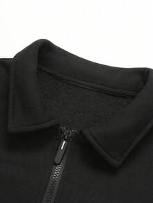 男士加大码半拉链卫衣，加厚领口保暖，适合日常休闲穿着，秋冬季薄款天鹅绒套头运动卫衣