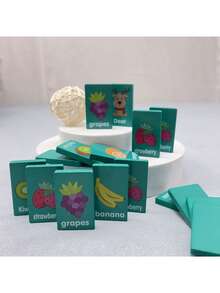 Wooden Fruit & Animal Matching Game, Tabletop Memory Matching Dominoes Puzzle Toy, Educational Logic Cognitive Development Game Cognitive Development,Brain Game,Wooden Games