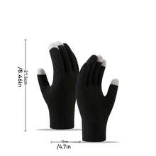 1双冬季针织手套，触屏保暖手套，柔软羊毛内衬加厚手套，适合骑行、滑雪、钓鱼、徒步等户外运动 - 彩色 - 查看 2