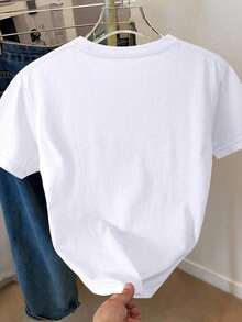 Women's Regular Floral Print Short Sleeve Round Neck T-Shirt - trắng - Xem 2