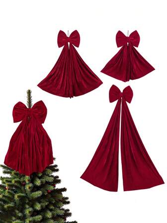1个圣诞红色大蝴蝶结装饰挂件，经典圣诞树装饰道具 - 节日礼物，适用于家居装饰、婚礼派对布置和户外花园装饰 圣诞装饰品 家居圣诞礼物 圣诞装饰