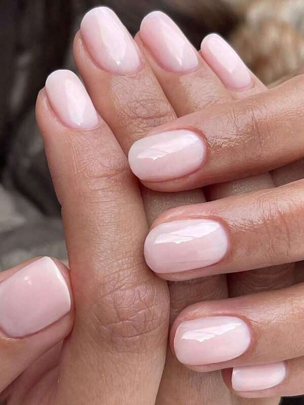 24Pcs Short Square Soft Pink Press-On Nails, Suitable Girls/Women, Includes Nail File Nail Supplies Nails