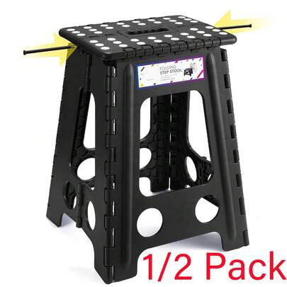 1 confezione da 43 cm sgabello pieghevole - sgabello pieghevole nero sgabello pieghevole portatile sgabello pieghevole sgabello pieghevole sgabello da bagno sedia pieghevole poggiapiedi fino a 136 kg per adulti