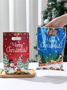 50pcs Christmas Gift Bags Handbags,Santa Claus Snowman Christmas Tree Design Plastic Bags,Holiday Party Favor Bags,Christmas Gift Decoration Bags, Merry Christmas Decorations,Christmas Party Supplies, Christmas Small Gift Bags,Shopping Small Goods Wrapping Bags,Christmas Gift Wrap Supplies,Perfect For Small Presents