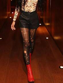 1pc Unbreakable Sexy Stockings, Fishnet Tights, Tempting Leggings Sheer Pantyhose - màu đen - Xem 3