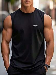 Boos Men's Tank Top 100% Cotton Shirt Summer Fashion Round Neck Comfortable New Release - màu đen - Xem 1