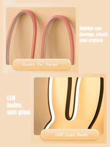 Nordischer Stil süßer Hase-Ohren Nachtlicht, LED Softlicht Schlafzimmer Nachttischlampe, dimmbar per Knopfdruck, verspieltes Design, gemütliche Tischdekoration für Kinderzimmer, Steckdosenlampe, Innenraum Stimmungslicht - 1 Stück