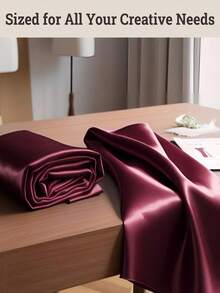 1pc Satin Fabric In Burgundy, Silky Lustrous Pearl Sheen Texture, Suitable For Wedding Party Decor, Chiffon Satin-Like Bridal Gown DIY, Fashion Scarves, Costume Lining, Sewing Backdrop And Arch Decor - Burgundy - View 3