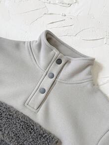 2件套男婴保暖加厚长袖圆领卫衣长裤套装，适合秋冬季穿着 - 深灰色 - 查看 9