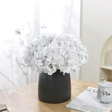 Silk Hydrangea Heads With Stems Artificial Flowers Heads For Home Wedding Decor,Pack Of 10 (White) - Đỏ claret mới - Xem 8