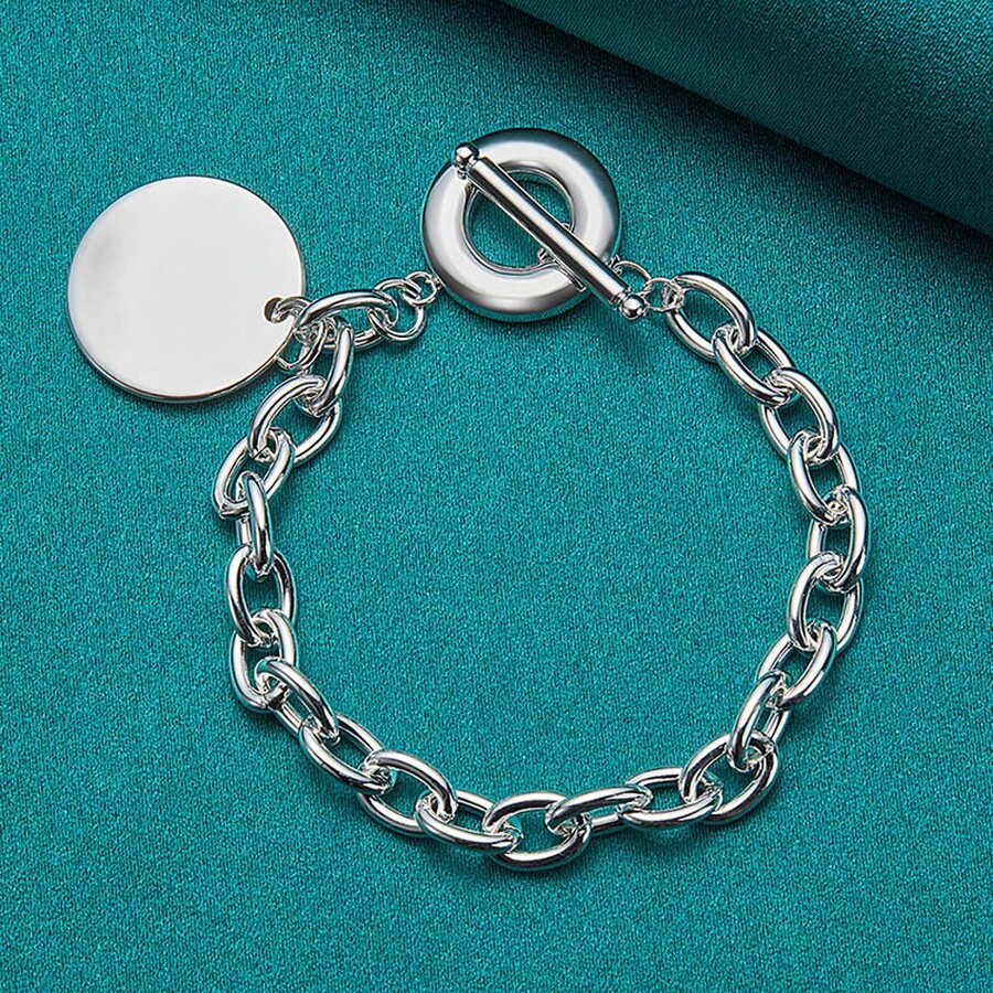 Pulsera de cadena con nariz de cerdo plateada en plata de ley 925 para mujeres y hombres, joyería de moda para bodas y fiestas