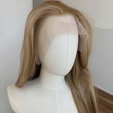 13X4 Inch Large Area HD Lace Frontal Wigs Heat Resistant Synthetic Hair Long Straight Daily Wear Soft Blonde Layered - Blonde - View 3