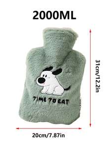 1pc绿色卡通热水袋充水加厚防爆暖水袋注水热敷学生暖胃暖床暖脚暖手宝 - 彩色 - 查看 12