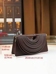 Fashionable Niche Design Pasta Bag, Versatile Shoulder/Crossbody Square Bag, Clutch Purse, New Arrival - Coffee - View 8