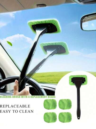 A Two-In-One Windshield Wiper Set With Interchangeable Heads – A Fog-Resistant Wiper And Dust Removal Tool, Perfect For Clear, Transparent Windows – Suitable For Car Washing And Glass Cleaning.