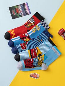 Disney 5/10 Pairs Socks, Cartoon Christmas & Racing Car Design Socks, Novelty Socks For Men, Suitable For Christmas, New Year Gifts, Casual Home Socks