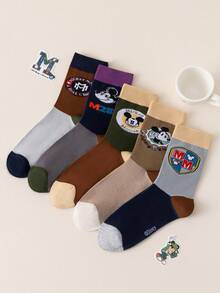 1/5/10 Pairs Disney Men's Mid-Calf Socks, Maillard Color Palette Mickey Mouse, Autumn/Winter Christmas Fun Socks - Multicolor - View 1