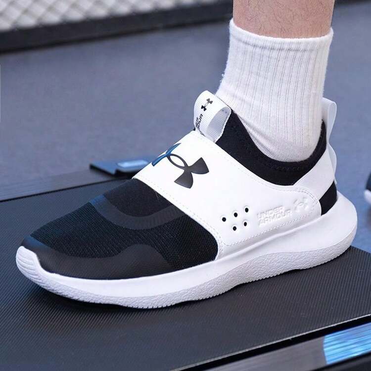 Under Armour Men's Runplay Comfortable Breathable Lightweight Sports Shoes, Mesh Fabric, Fitness Training Running Shoes, Slip-On Style, Suggest Ordering One Size Up - Black and White - View 2