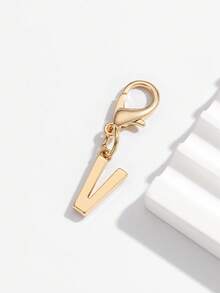 1pc Fashionable Minimalist 26 Small English Letter Shape Smooth Metal Keychain, Suitable For Women Car Key, Bag Decoration And Gift Christmas - Gold - View 28