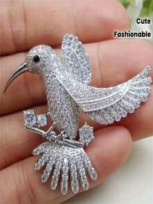 1PC Exquisite And Shiny Rhinestone Hummingbird Brooch - A Fashionable, Charming, Elegant And Romantic Accessory For Women's Clothing - The Perfect Gift For Weddings And Banquets - Multicolor - View 2