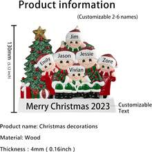 1 pezzo Decorazione personalizzata per albero di Natale, ornamento in legno con nomi personalizzati dei membri della famiglia, ciondolo decorativo per albero di Natale, forniture per decorazioni natalizie per la casa, multifunzionale, regolabile, anti-muffa, ornamentale, riutilizzabile, raffinato, adorabile, di alta qualità, moderno, colorato, carino, confortevole, elegante, personalizzato, unico, regali ideali per lui, regali ideali per lei, fidanzato, fidanzata, papà, mamma, famiglia, amici, figlio, figlia, studenti, ufficio, sala da tè, scuola, casa, calendario festivo